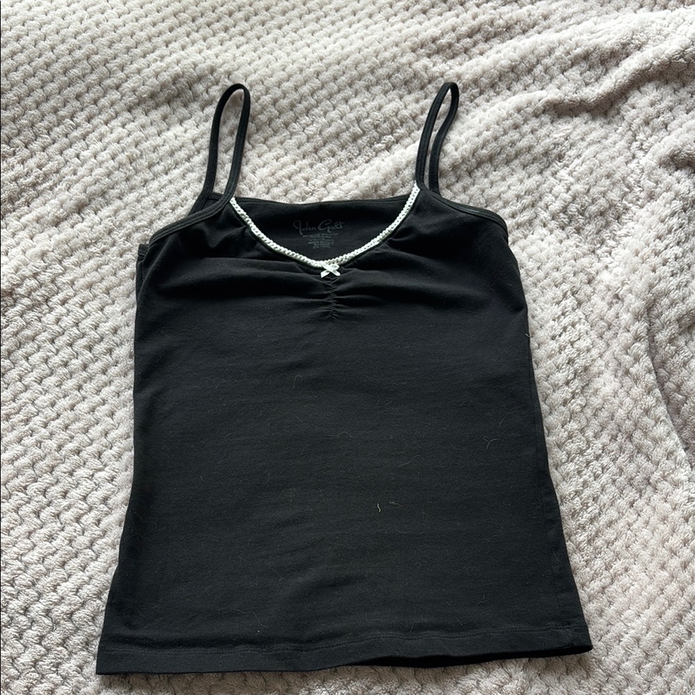 Black spaghetti strap John Galt tank